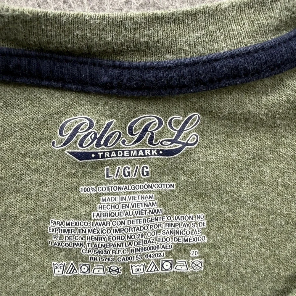 Polo Ralph Lauren Shirt Mens Large Green POLO RL-67 Logo Graphic Tee Tagless